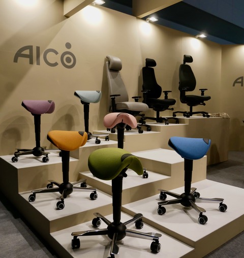 Aico saddle seats. Orgatec Tokyo 2025. Photo: John Boyd