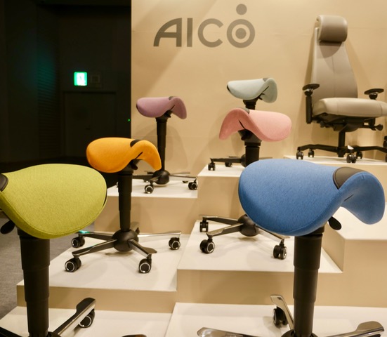 Aico saddle seats. Orgatec Tokyo 2025. Photo: John Boyd