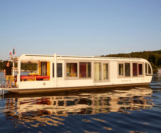 Image Solar + Design: Tiny Motorboat Home on the Water