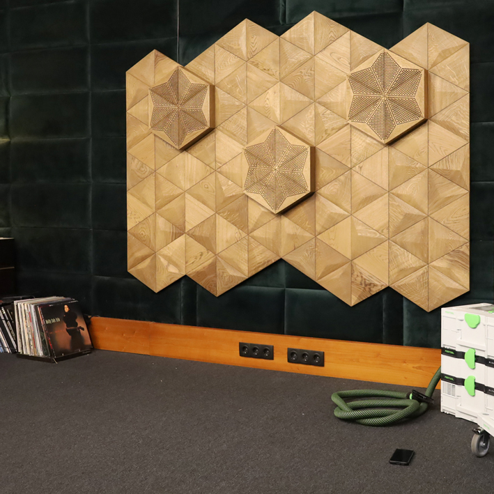 Wall panels for the Premium Sound showroom in Sopot. Read more here.