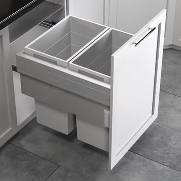 Waste bin pull-out by Häfele. Courtesy of the brand.