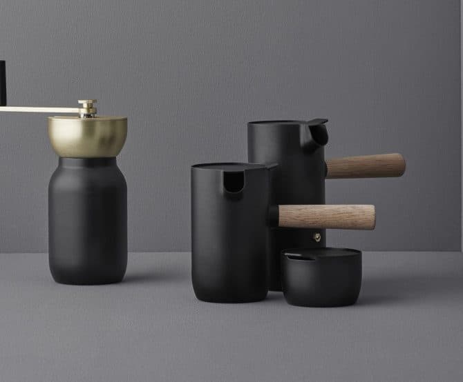 Image Coffee Set Combines Metal & Wood