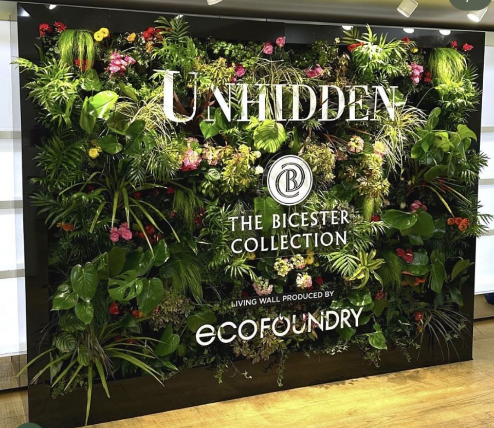 Branded Bio’s living wall for The Bicester Collection at London Fashion Week: Unhidden.