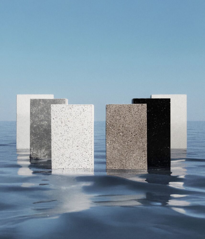 The Growth collection: Frost, Pumice, Oyster, Pebble, Midnight, Gossa (left to right). Courtesy of The Good Plastic Company.